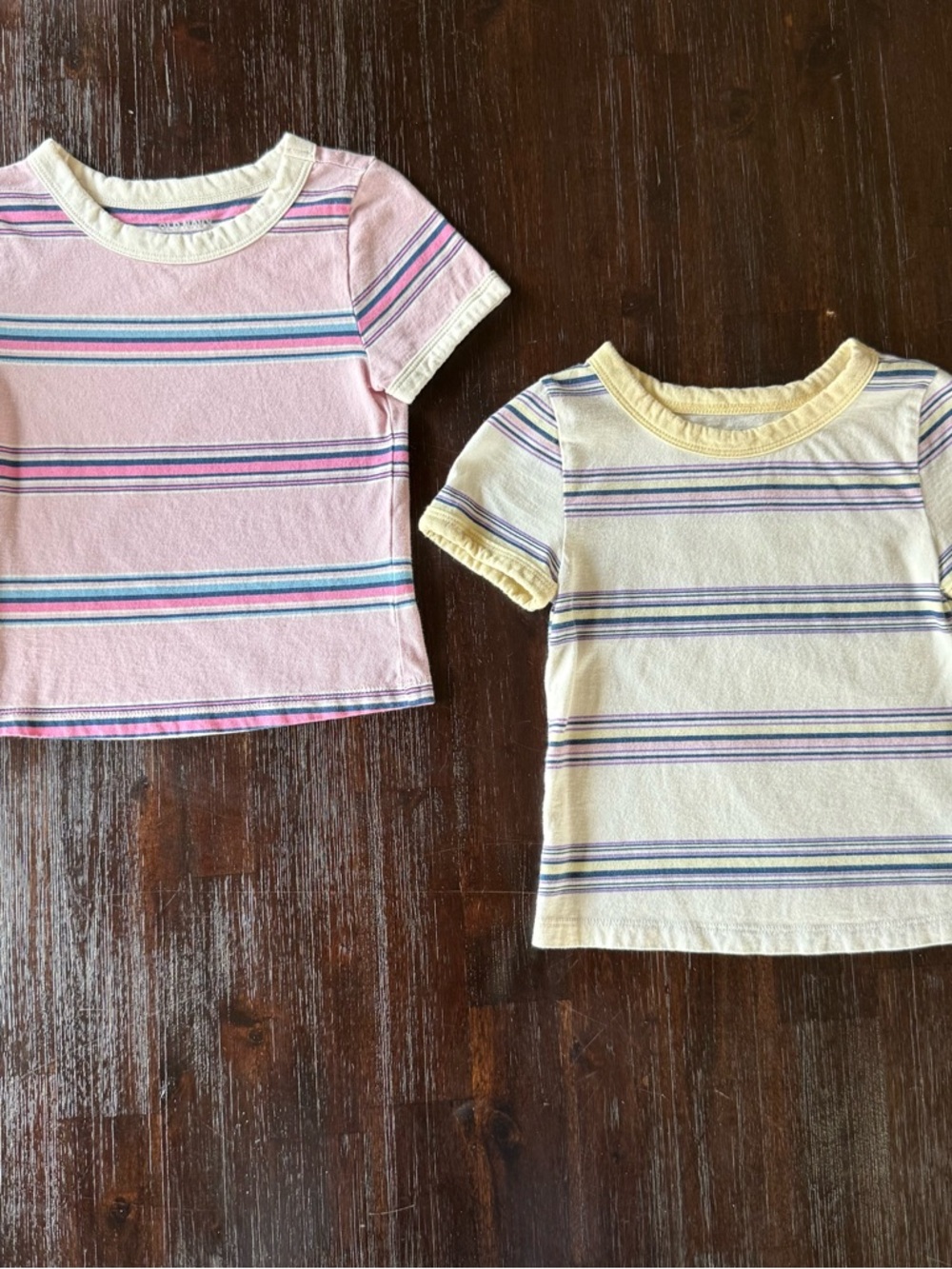 Old Navy Girls' Short Sleeve Striped Tees in Pink and Yellow